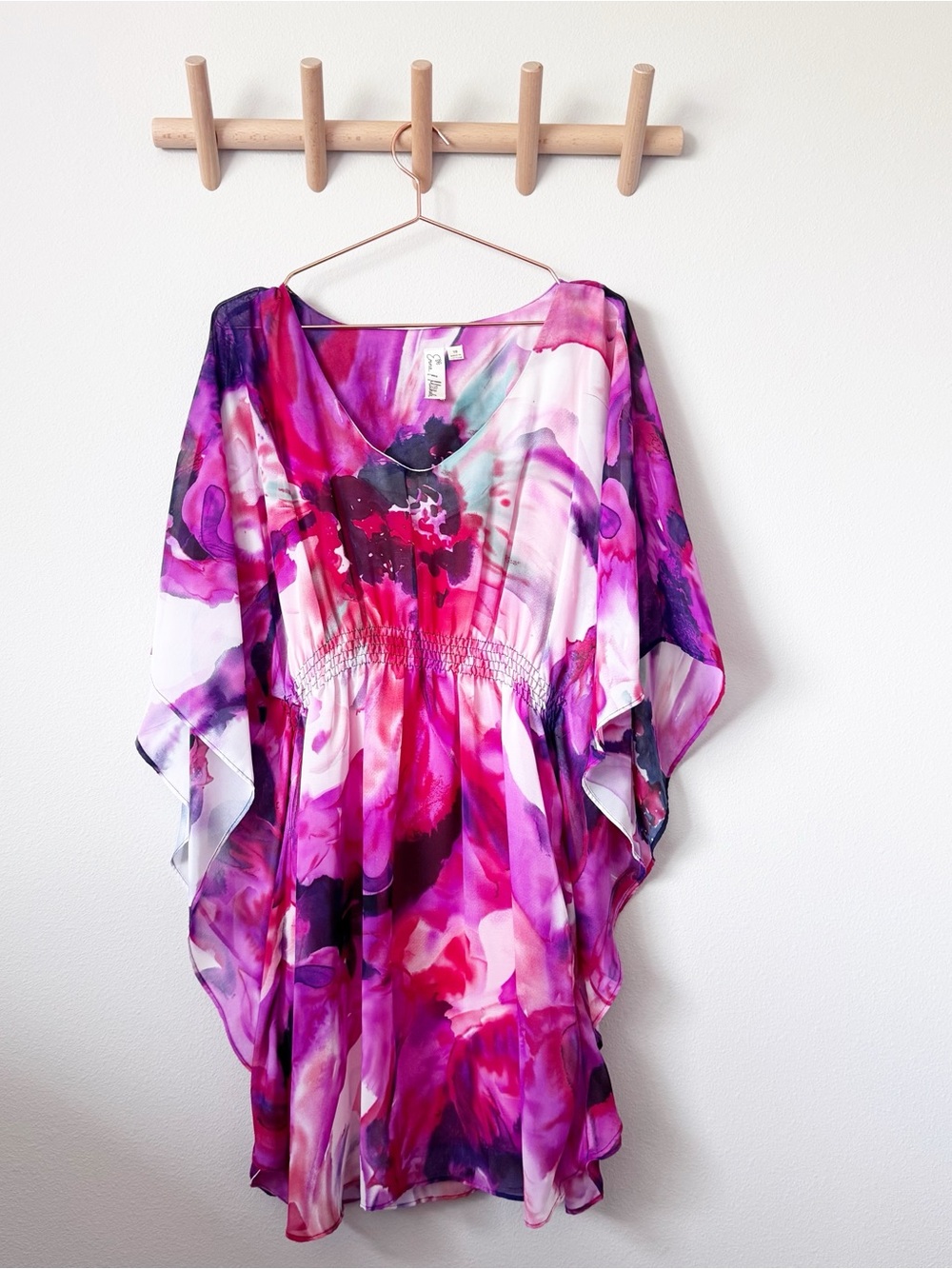 Emma & Michele Pink and Purple Floral Caftan Dress